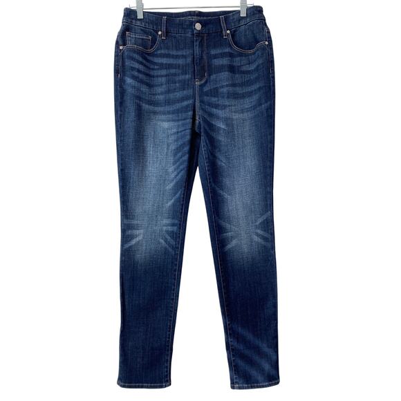 Chicos So Slimming High Cuff Girlfriend Slim Ankle Jeans Size 8 Casual Sassy - Picture 3 of 11